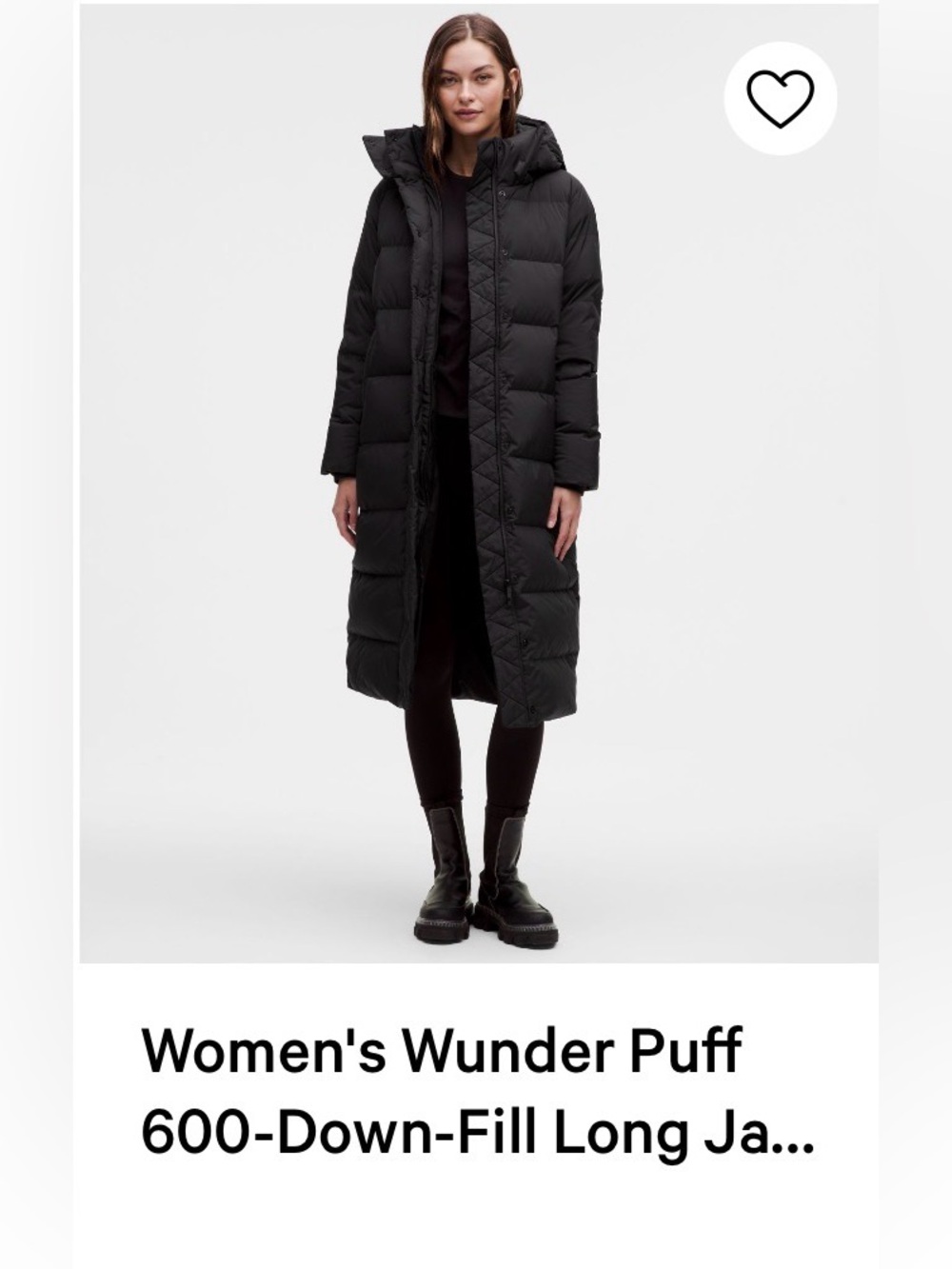 Lululemon Women’s Wunder Puff 600-Down-Fill Long Jacket, Black